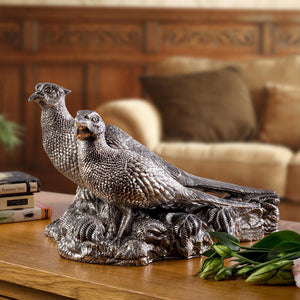 Two interlocking Silver Pheasants - Height 19cm