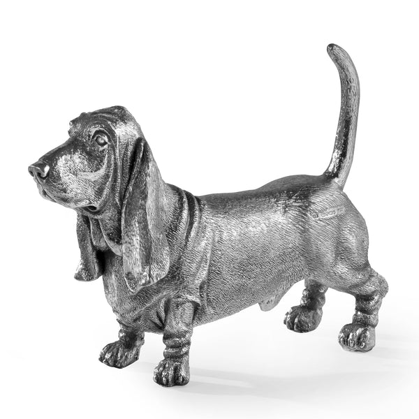 Silver Basset Hound figurine