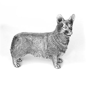 Silver Corgi dog sculpture