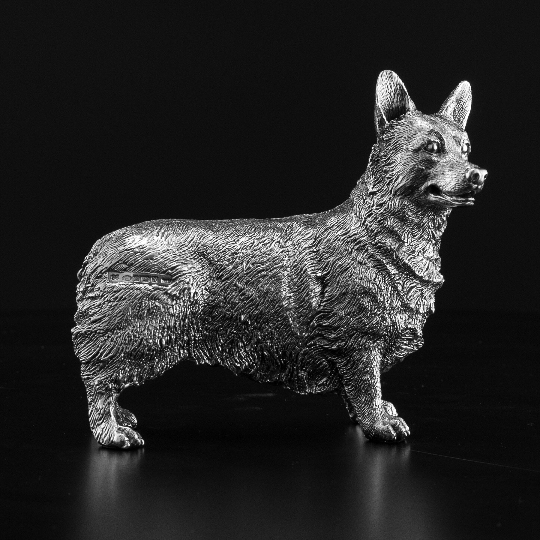 silver corgi ornament