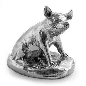Silver Seated Pig ornament