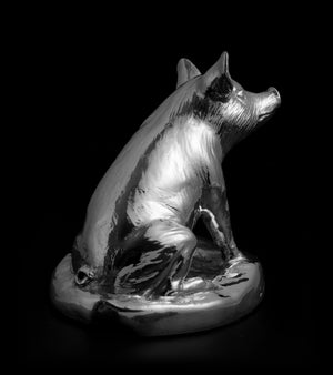 Silver Seated Pig ornament